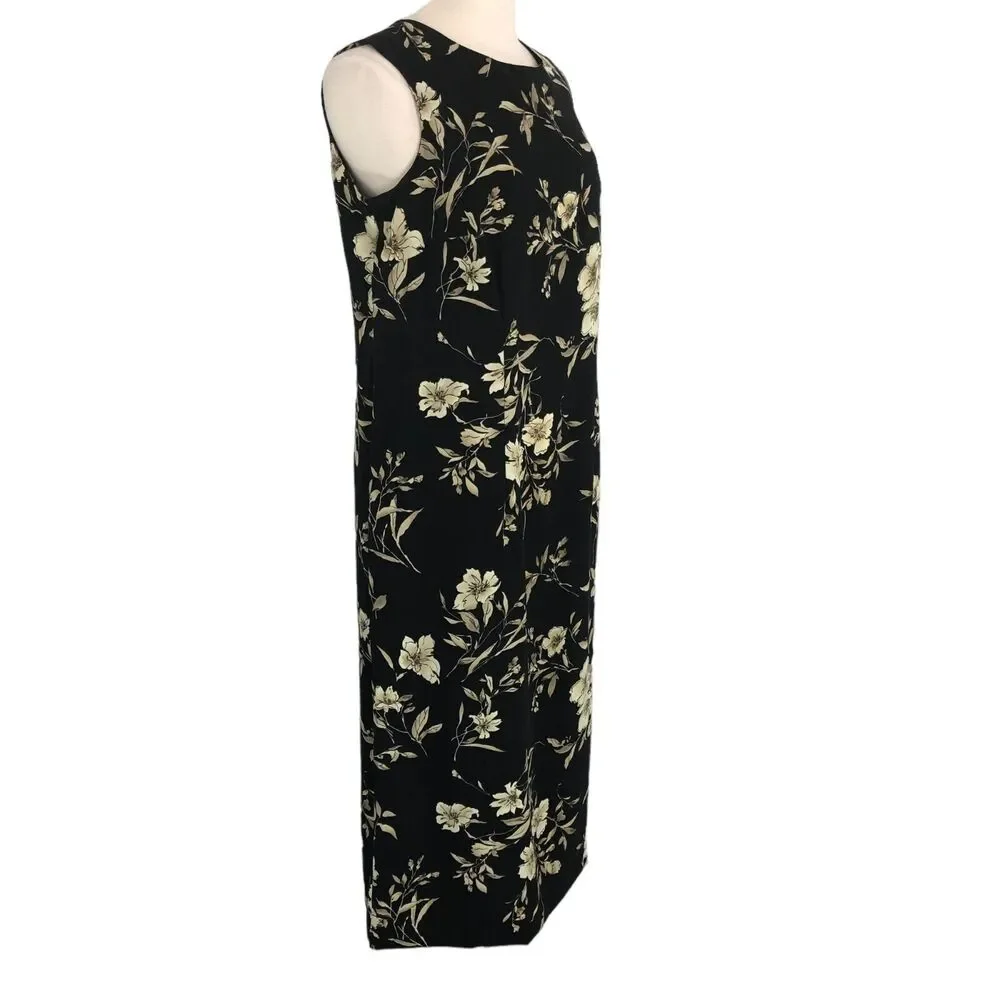 R&K Originals Career Maxi Shift Dress Jewel Neck Sleeveless Size 14W Vintage
